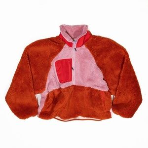 Stoic Women's MTN 1/2-Zip High Pile Fleece Teddy Pullover Cozy Sweater Pink L